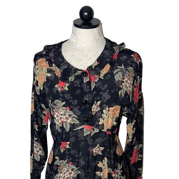 Kamellia By Desire Womens Dress Black Size Small Vintage Floral Tie Back Maxi - Picture 6 of 16